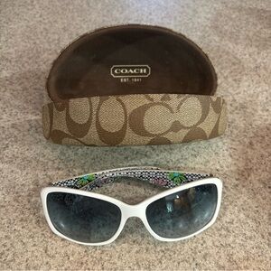 Coach white Sunglasses and case